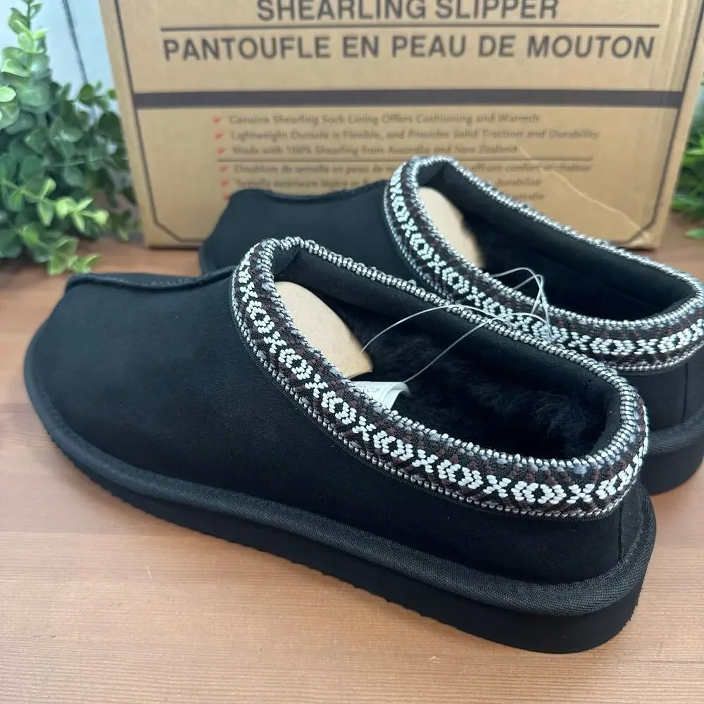 Kirkland Signature Unisex Black Shearling Slippers Size M11/W12
